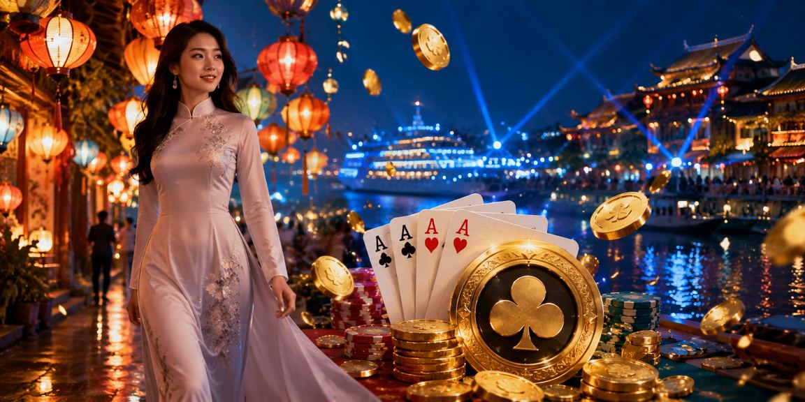 Không khí chợ đêm Huế – người dùng chơi game bài trực tuyến trên điện thoại